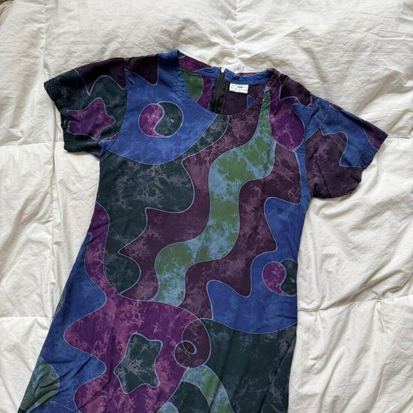Y2K Multicolor patchwork print maxi dress barracuda sz L witchy whimsigoth - Picture 1 of 7